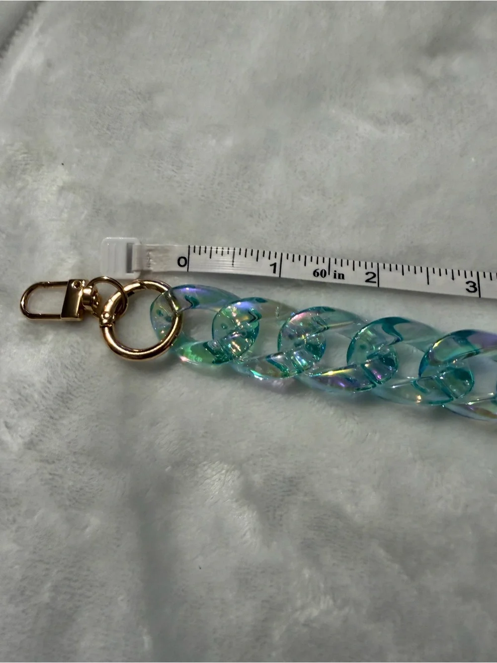 Iridescent Aqua Blue Purse/Bag Charm Chain